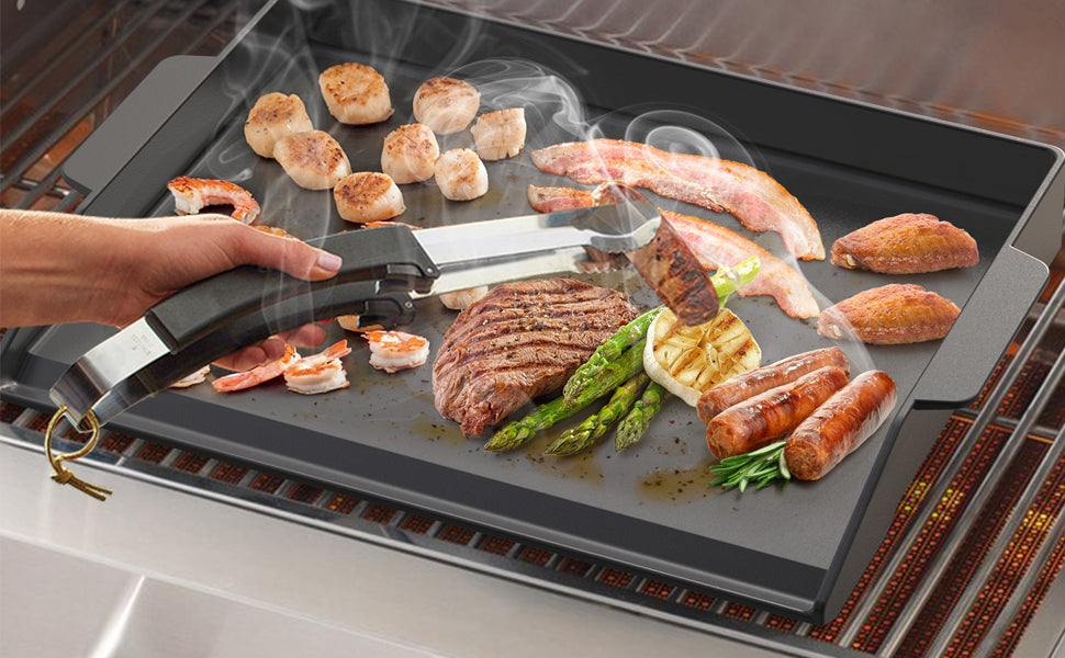 Grill Griddles, Stainless Steel Universal Griddle with 2 Barbecue