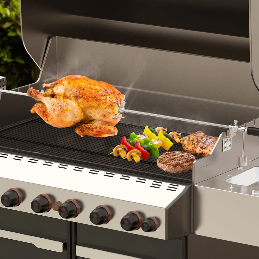 Onlyfire 6012 Universal BBQ Grill Rotisserie Kit with Electric Motor