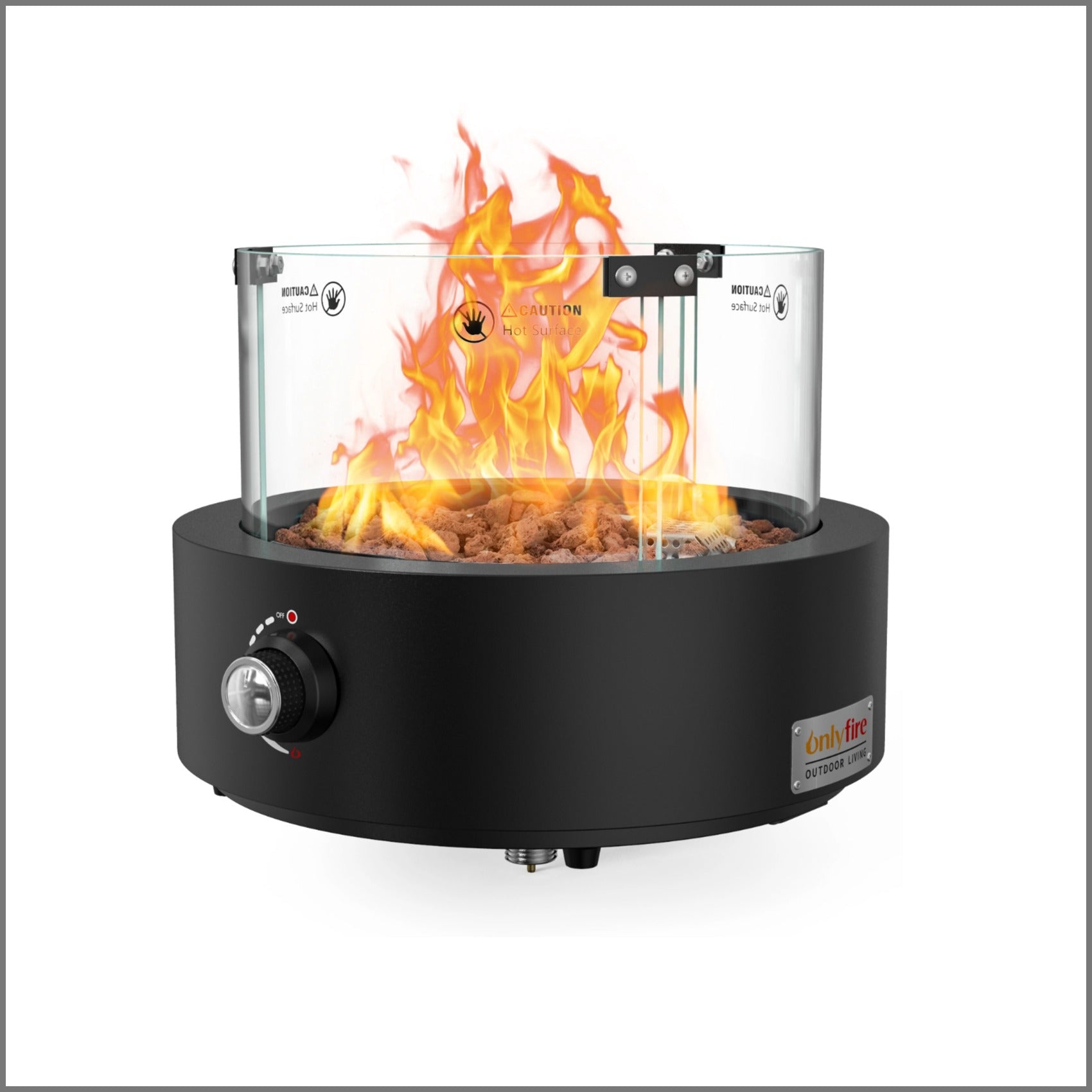 fire insert in umbrella hole patio table Onlyfire Bottom-Mounted Gas Fire Pit for Table with Umbrella Hole