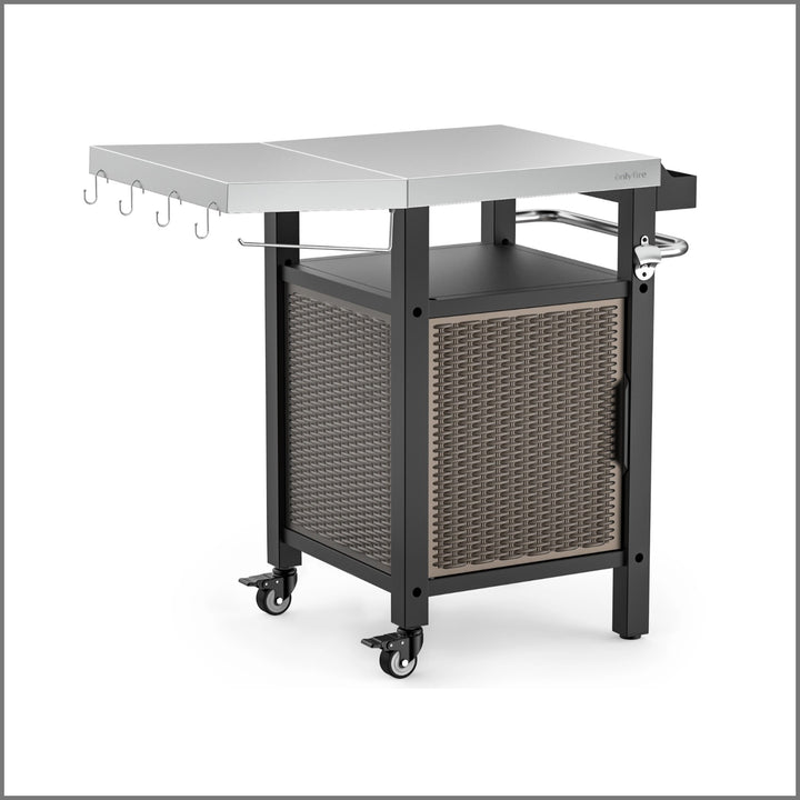 Onlyfire 9119 BBQ Storage Cart Table, With Seasoning box and Closed Storage Space