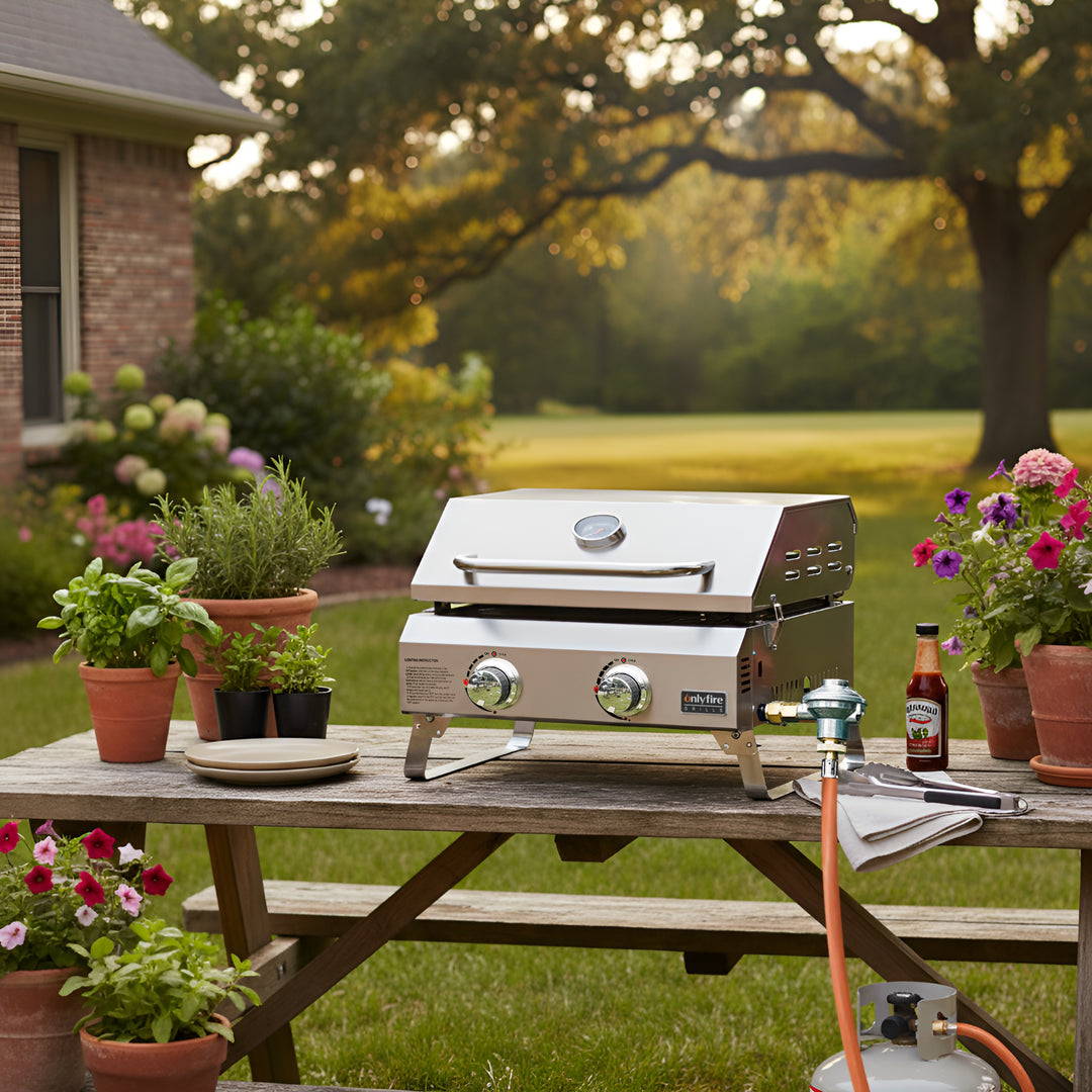 Onlyfire- Flat Top Tabletop 2-Burner  Gas Griddle