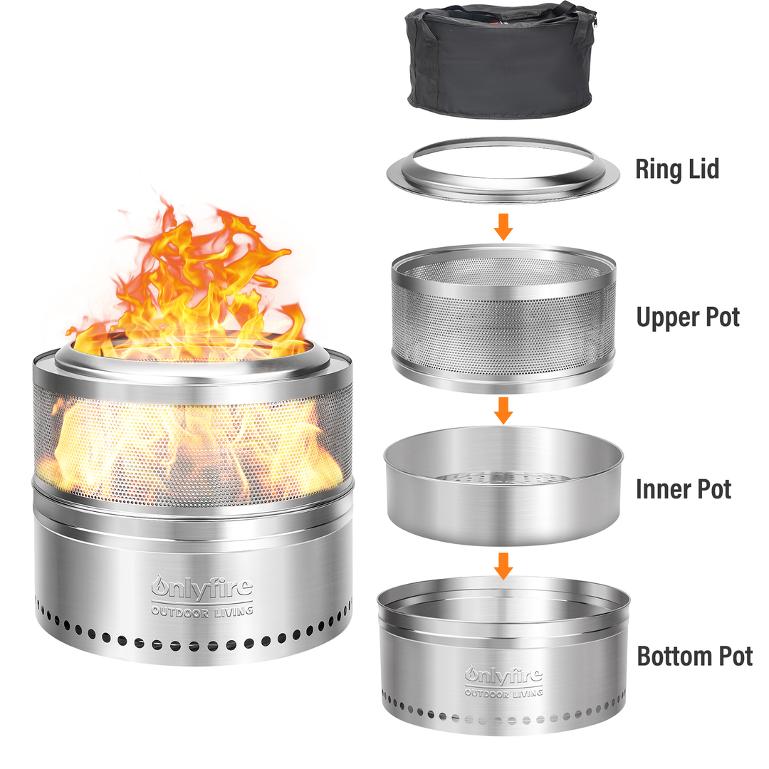 Onlyfire Smokeless Fire Pit with Carrying Bag