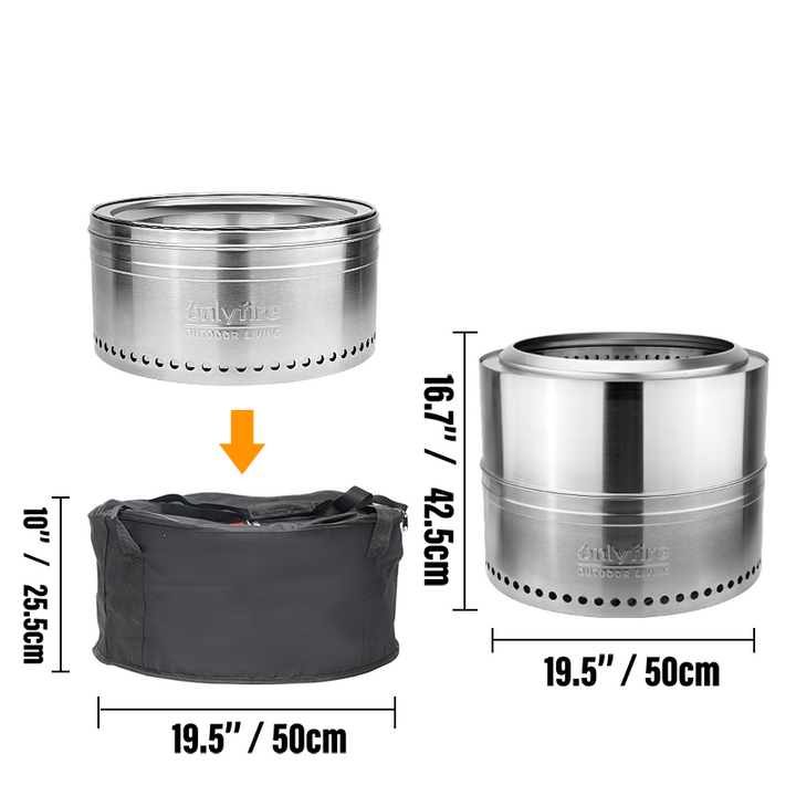 Smokeless Fire Pit Wood Burning with Carrying Bag OnlyFire