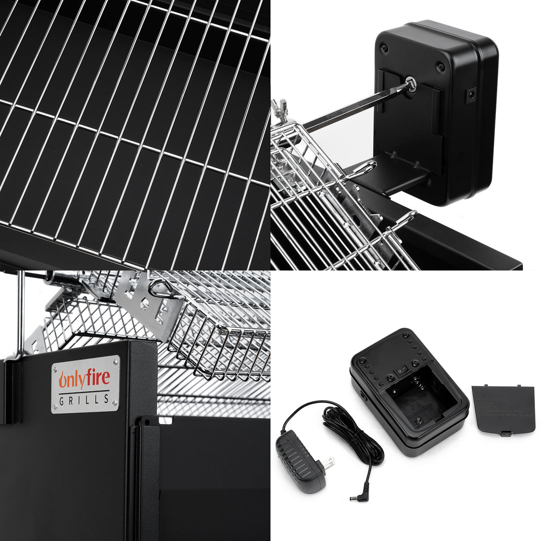 Onlyfire 2 IN 1 Charcoal Grill Rotisserie Kit