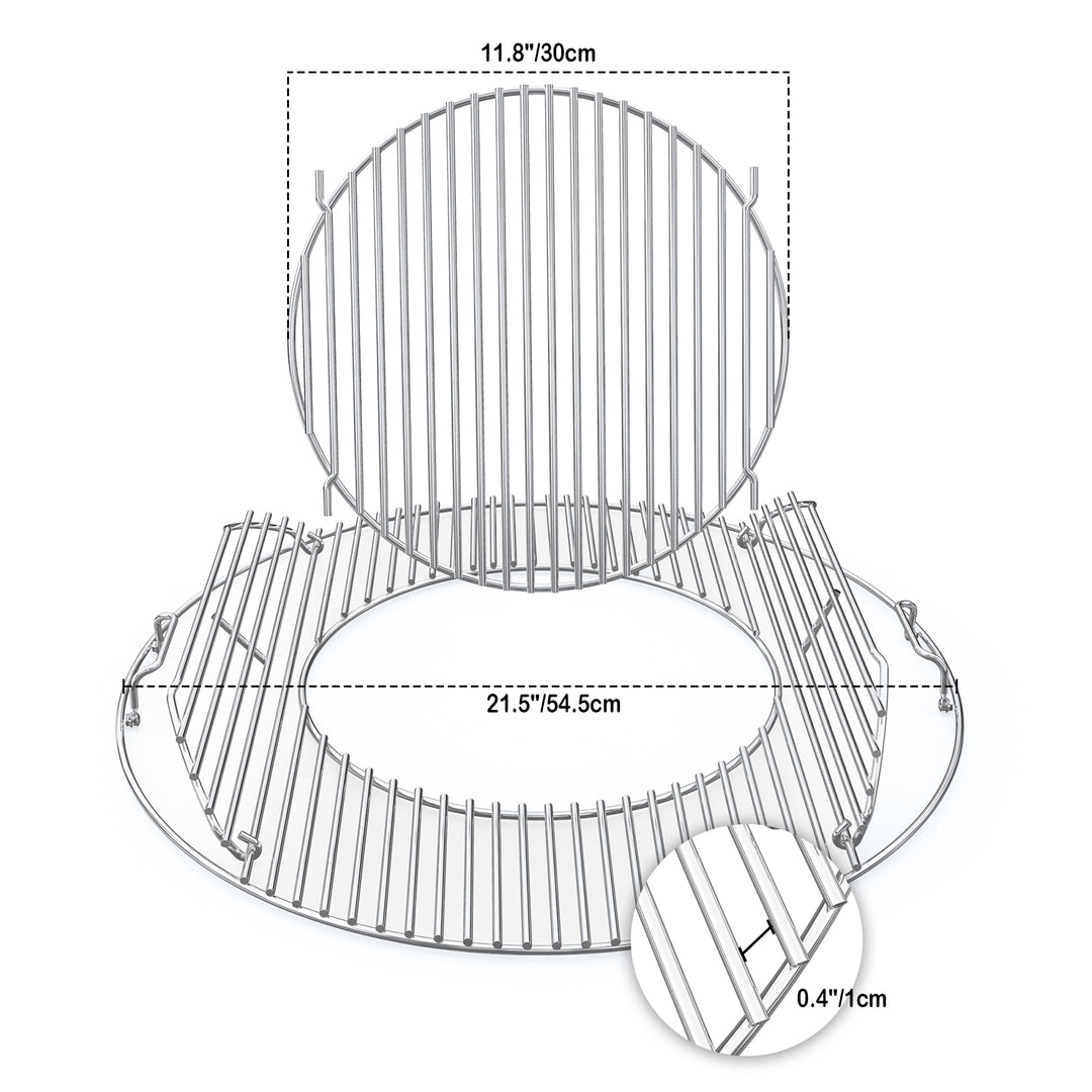 onlyfire Double-Side Hinged Cooking Grate for Weber 22" Charcoal Kettle Grills