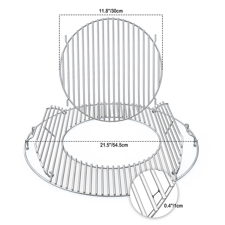 onlyfire Double-Side Hinged Cooking Grate for Weber 22" Charcoal Kettle Grills