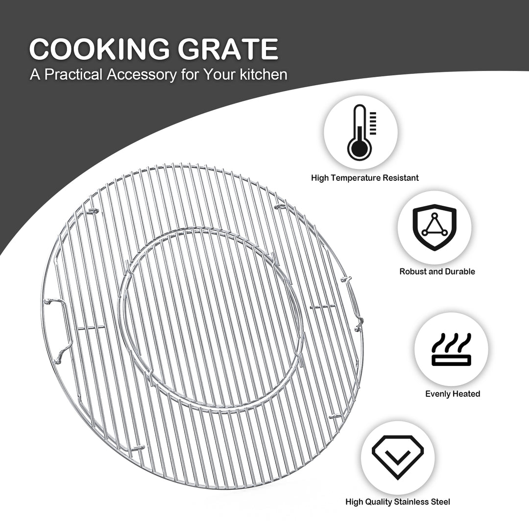 onlyfire Double-Side Hinged Cooking Grate for Weber 22" Charcoal Kettle Grills