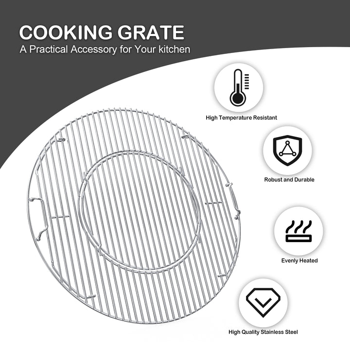 onlyfire Double-Side Hinged Cooking Grate for Weber 22" Charcoal Kettle Grills