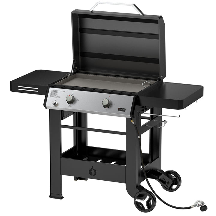 Propane Gas Griddle, 2-Burner Gas Stove with 518 sq.in Cooking Area, Foldable Side