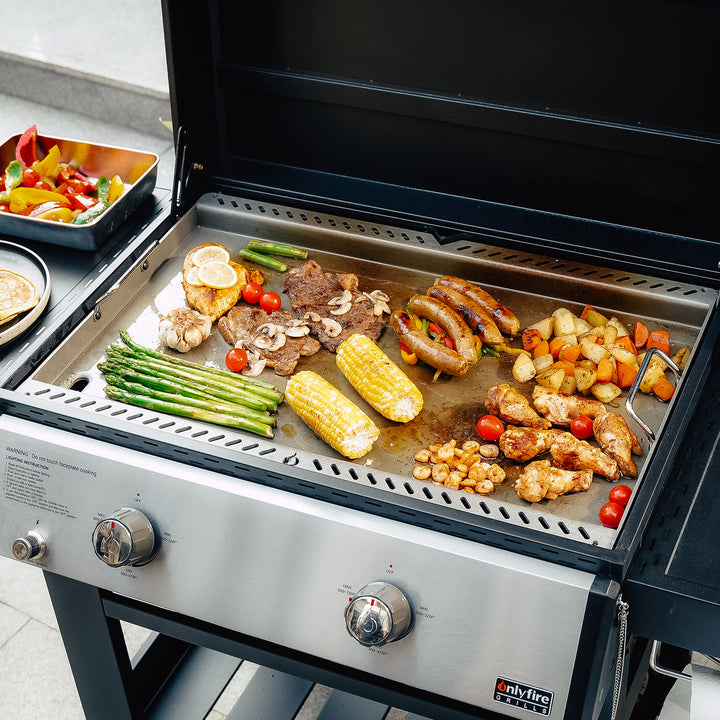 Propane Gas Griddle, 2-Burner Gas Stove with 518 sq.in Cooking Area, Foldable Side