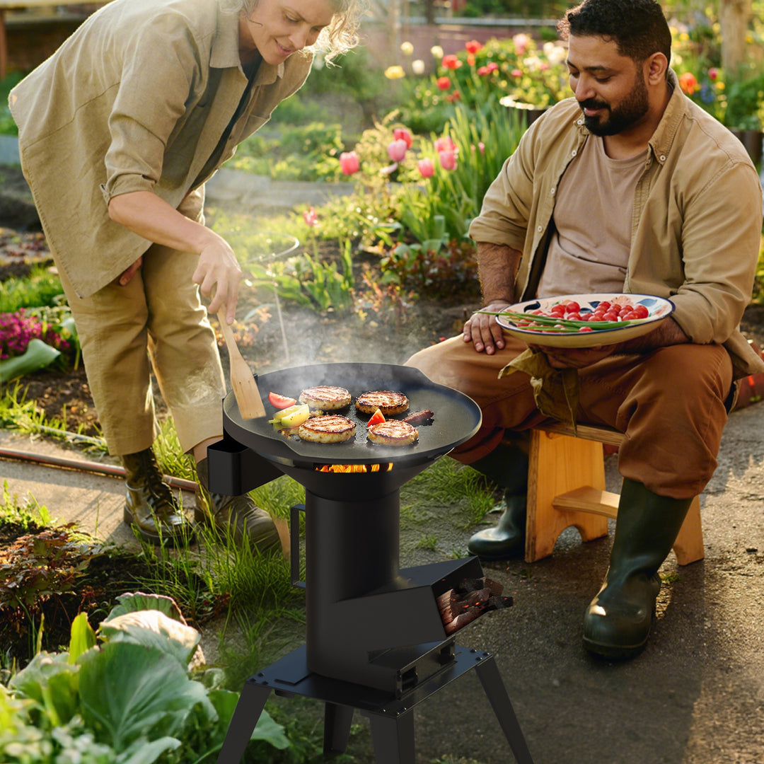 3-in-1 Rocket Stove Kit with Grate, Griddle, Pot Rack
