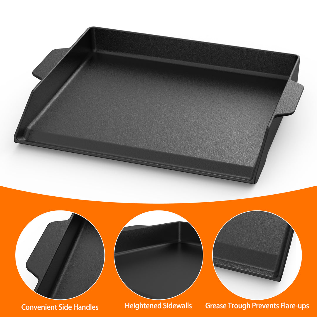 Onlyfire Universal Cast Iron Griddle for Outdoor Cooking,  18.6" × 14" OnlyFire