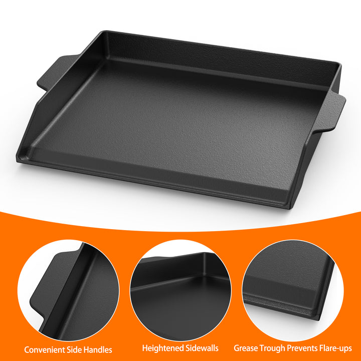 Onlyfire Universal Cast Iron Griddle for Outdoor Cooking,  18.6" × 14" OnlyFire