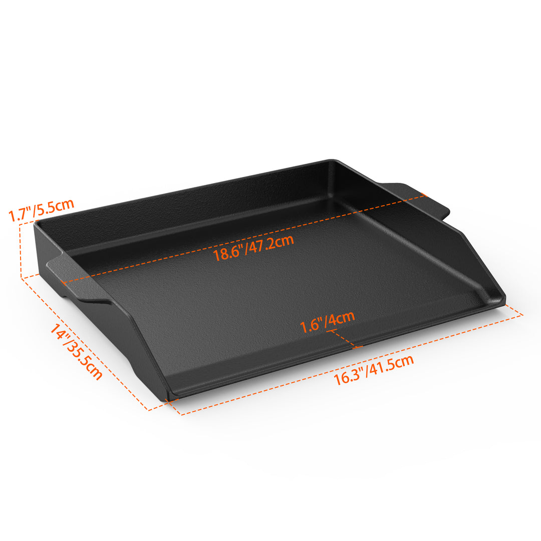 Onlyfire Universal Cast Iron Griddle for Outdoor Cooking,  18.6" × 14" OnlyFire