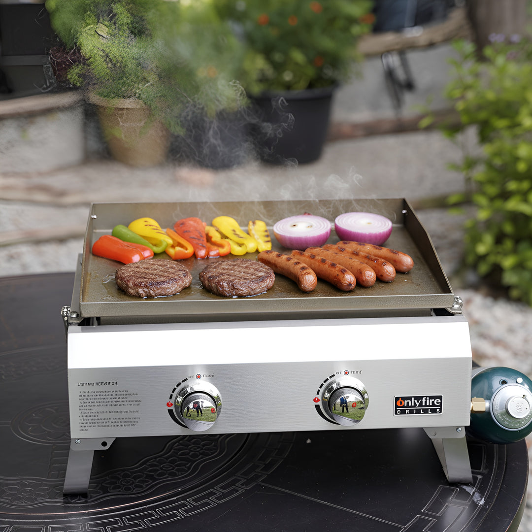 Onlyfire- Flat Top Tabletop 2-Burner  Gas Griddle