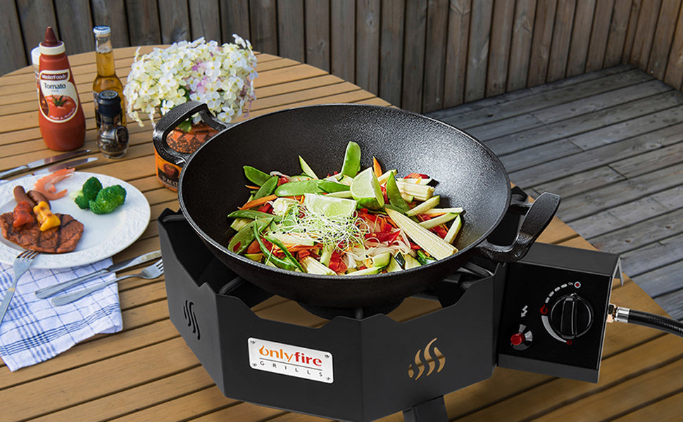 Onlyfire Santa Maria Stijl Grill Rotisserie Systeem, Verstelbare Koken Rooster Bevestiging voor Solo Stove Yukon 68,6 cm Vuurschaal, Draaispies met Motor, 2 Vleesnaalden en Verstelbaar Grillrooster