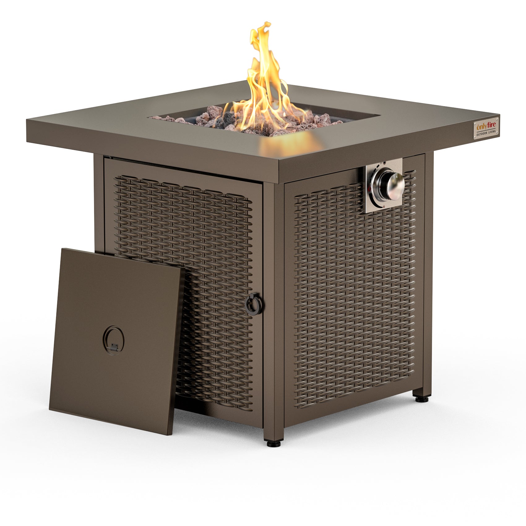 Onlyfire Outdoor Fire Pits Table with Lid and Lava Rocks, lava rocks