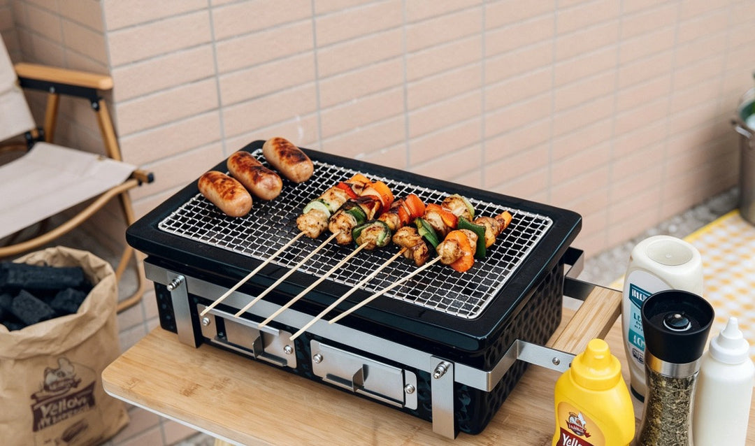 Japanse Stijl Mini Draagbare Houtskoolbarbecue, Aluminium Hibachi-grill Japanse Stijl Mini Draagbare Houtskoolbarbecue, Aluminium Hibachi-grill