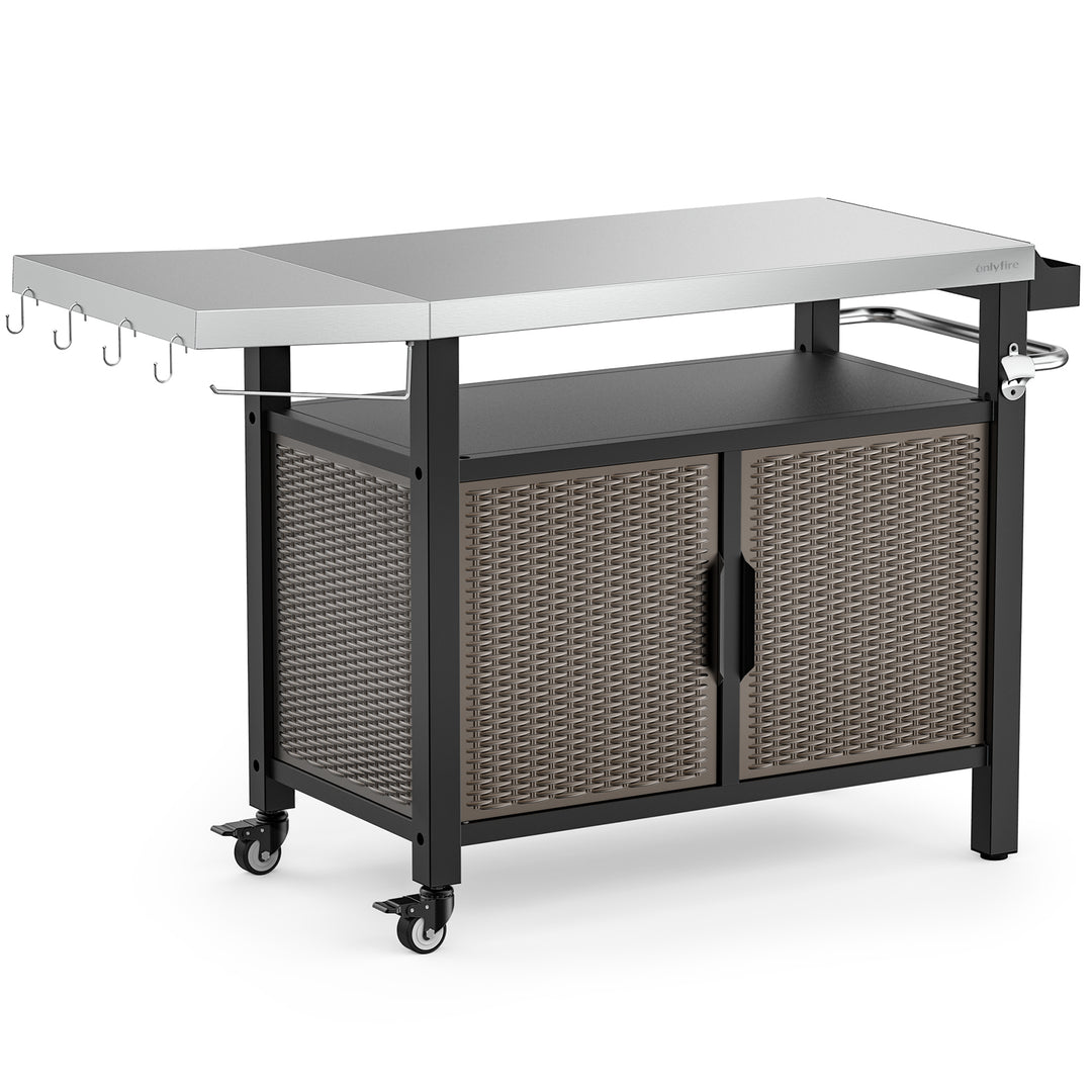 Onlyfire 9120 BBQ Storage Cart Table,With Large Flattop Worktable and Closed Storage Space