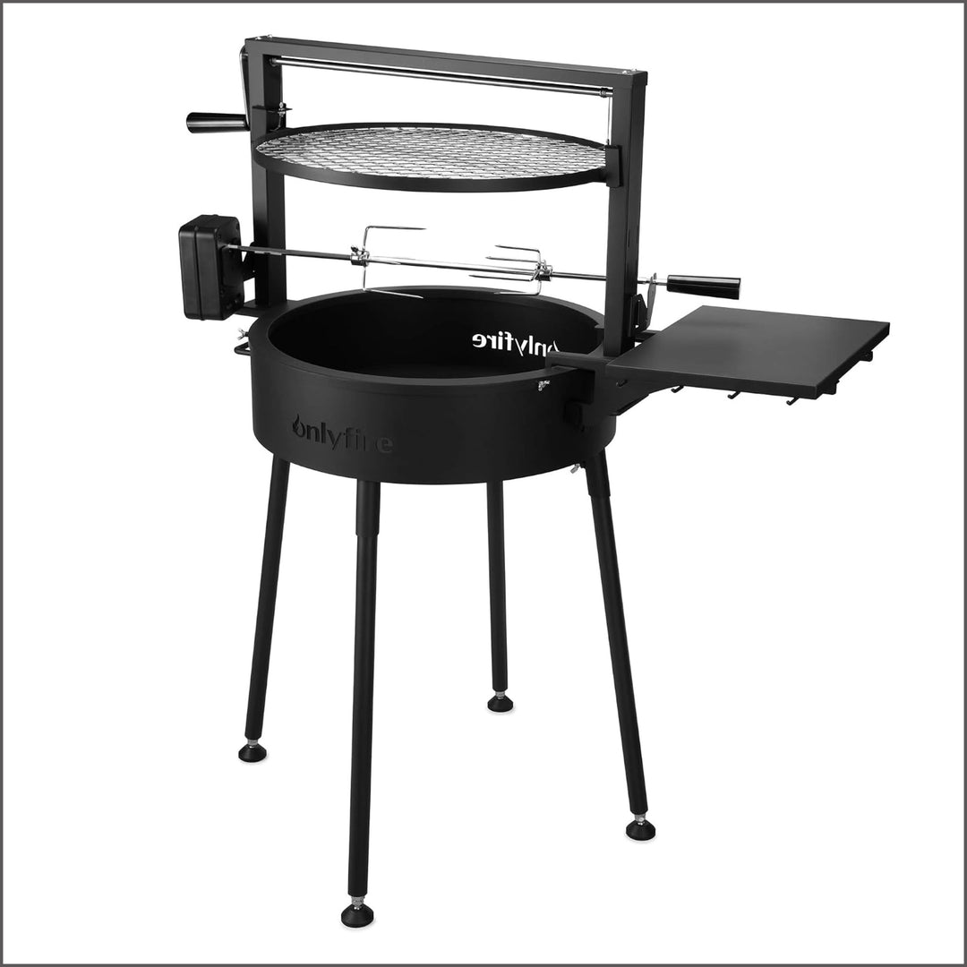 Onlyfire Santa-Maria Style Open Fire Grill with Rotisserie Kit & Side Table