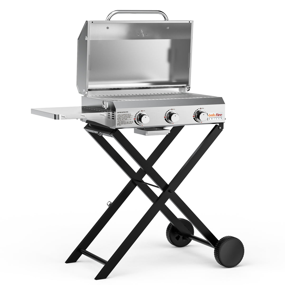 Onlyfire Flat Top Gas Griddle with Lid, 2-Burner Tabletop BBQ Propane Gas  Grill Griddle, Portable Griddle for Outdoor Cooking Kitchen, Tabletop