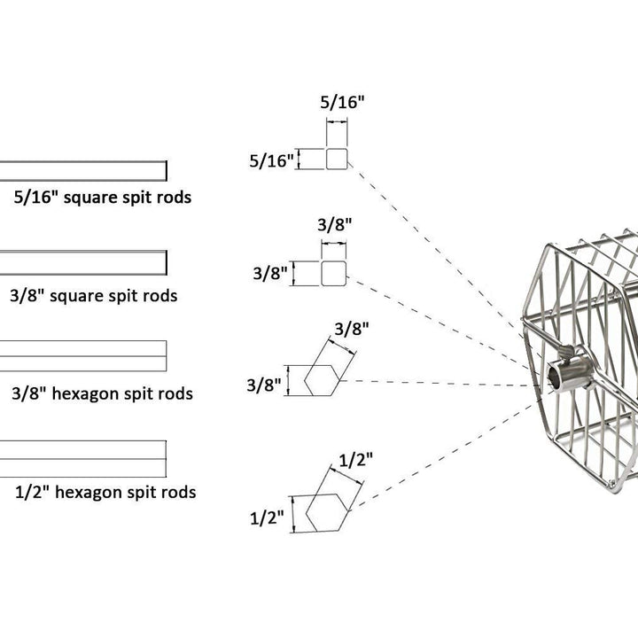  Round Tumble Rotisserie Spit Rod Basket 