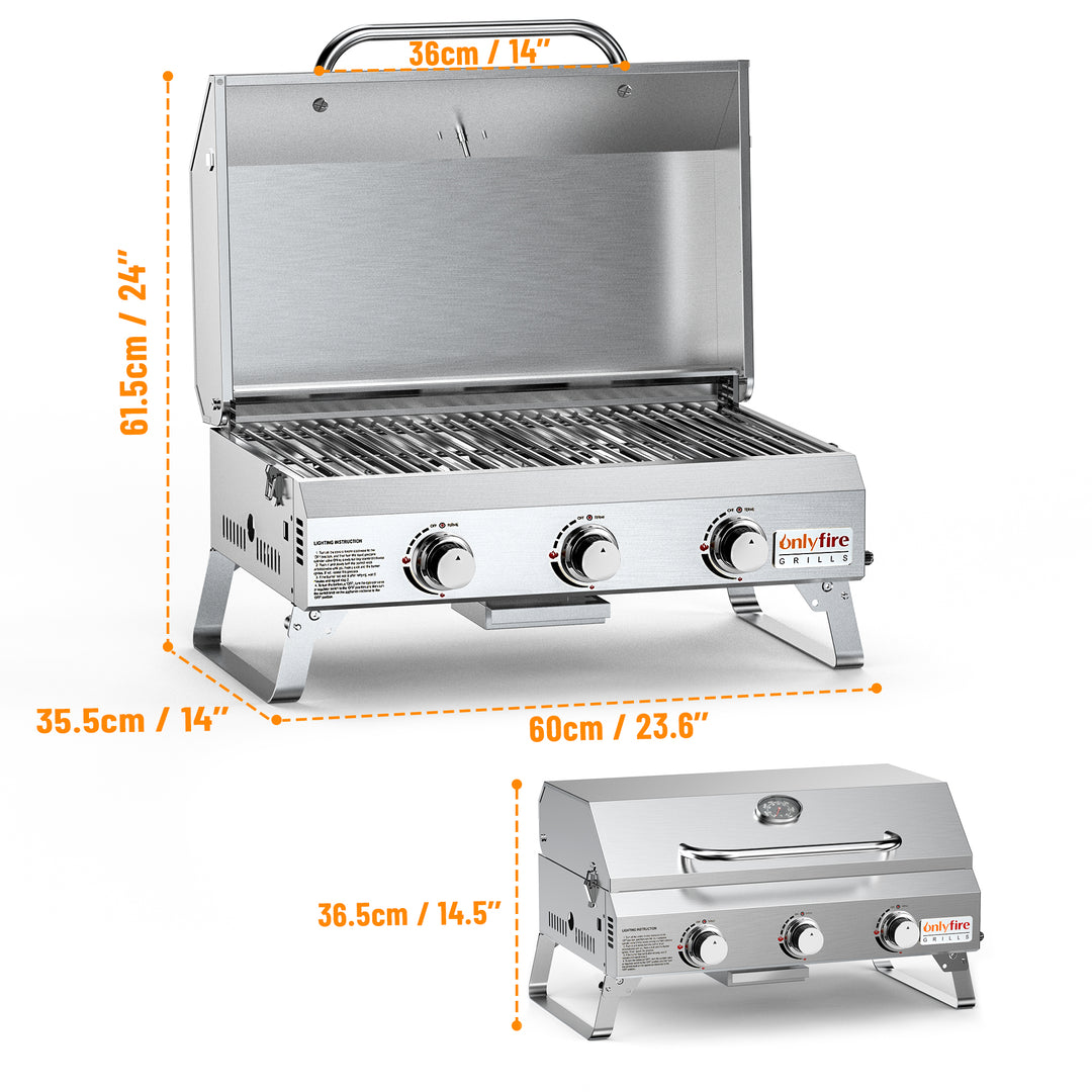 Onlyfire Flat Top Gas Griddle Grill with Lid, 3-Burner – OnlyFire