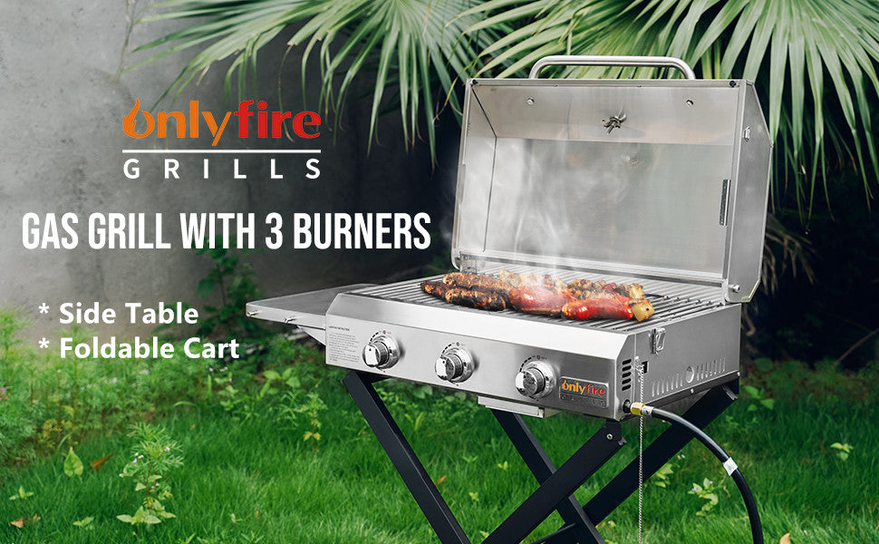 Onlyfire Tabletop Grill Gas Grill 3 Burners, 24 Propane Grill with Legs –  OnlyFire