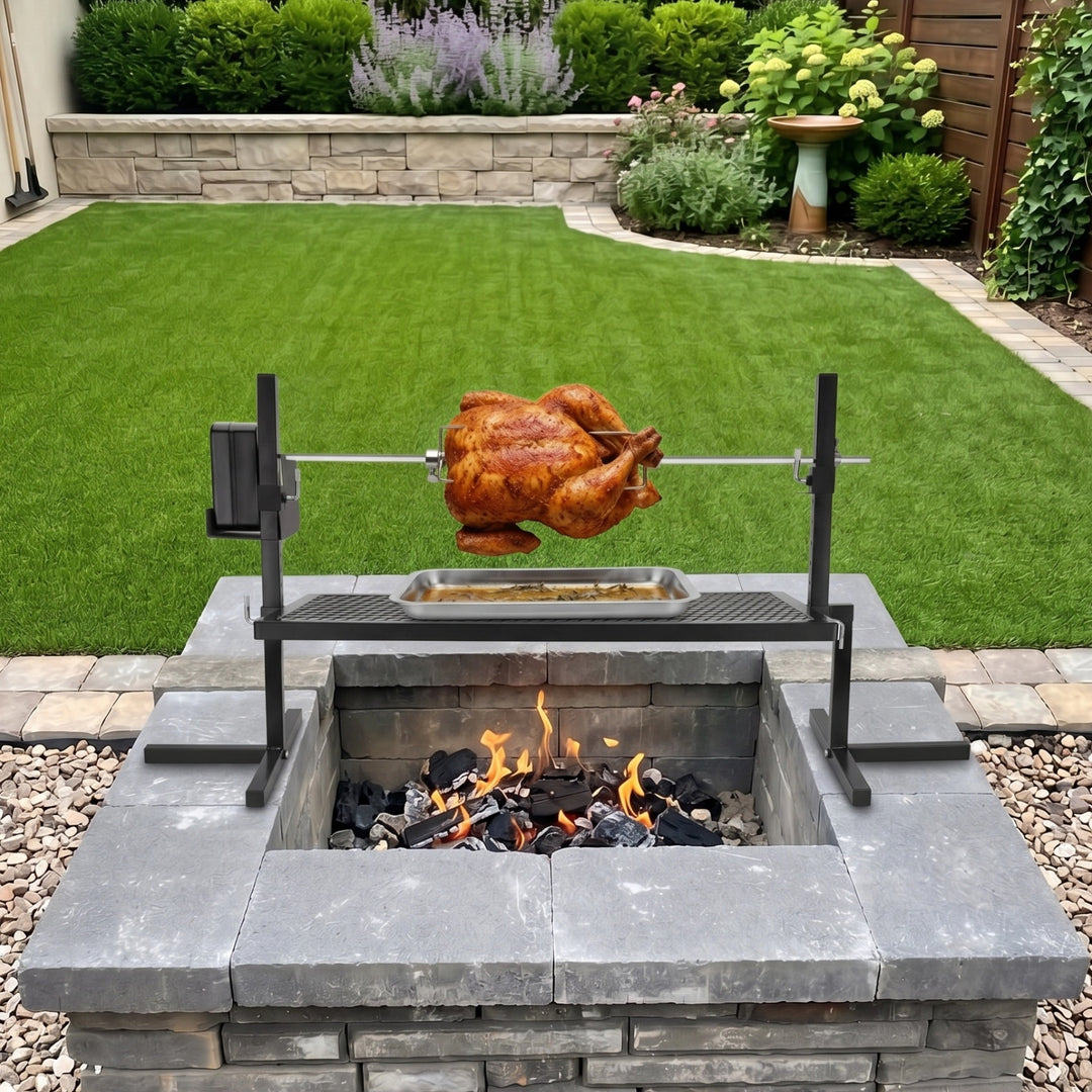 Onlyfire Outdoor Rotisserie Grill System with Cordless Motor & 29" Spit Rod