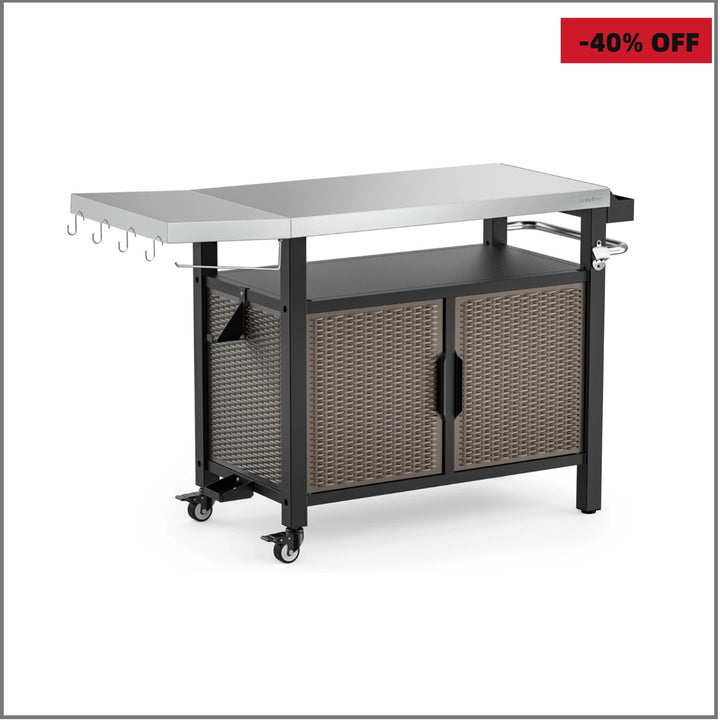 Onlyfire- 9117 Portable Dining Table Cart  with XL Countertop