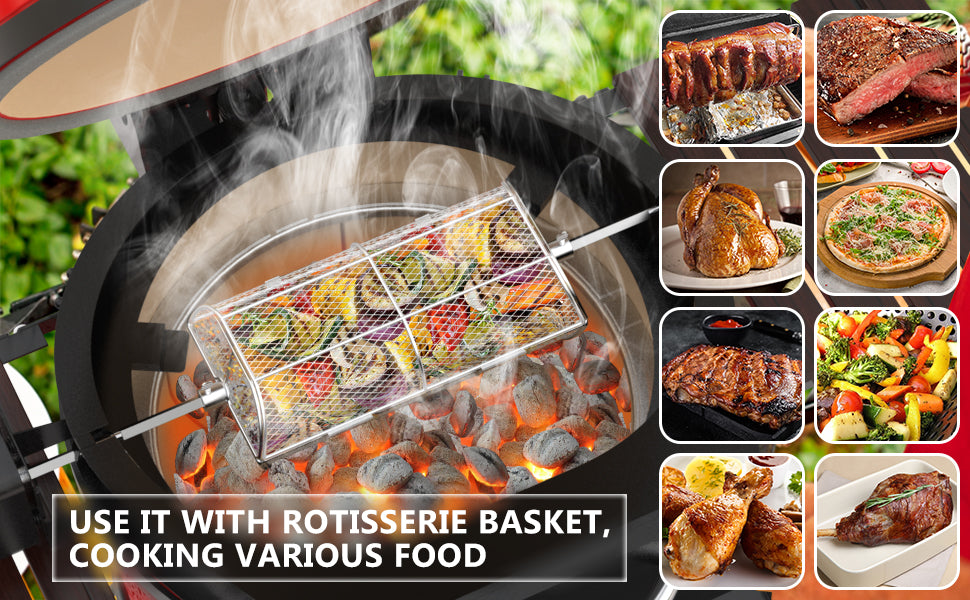Onlyfire Rotisserie & Pizza Kit – Large Big Green Egg Grill