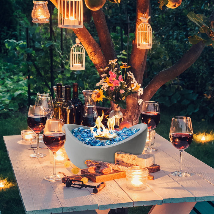 Tabletop Fire Pit with Glass Stones