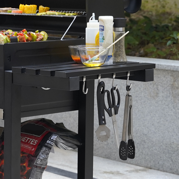 Onlyfire Charcoal BBQ Grill Cart with Dual Charcoal Trays & Foldable Side Tables