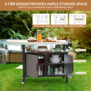 Onlyfire 9120 BBQ Storage Cart Table,With Large Flattop Worktable and Closed Storage Space