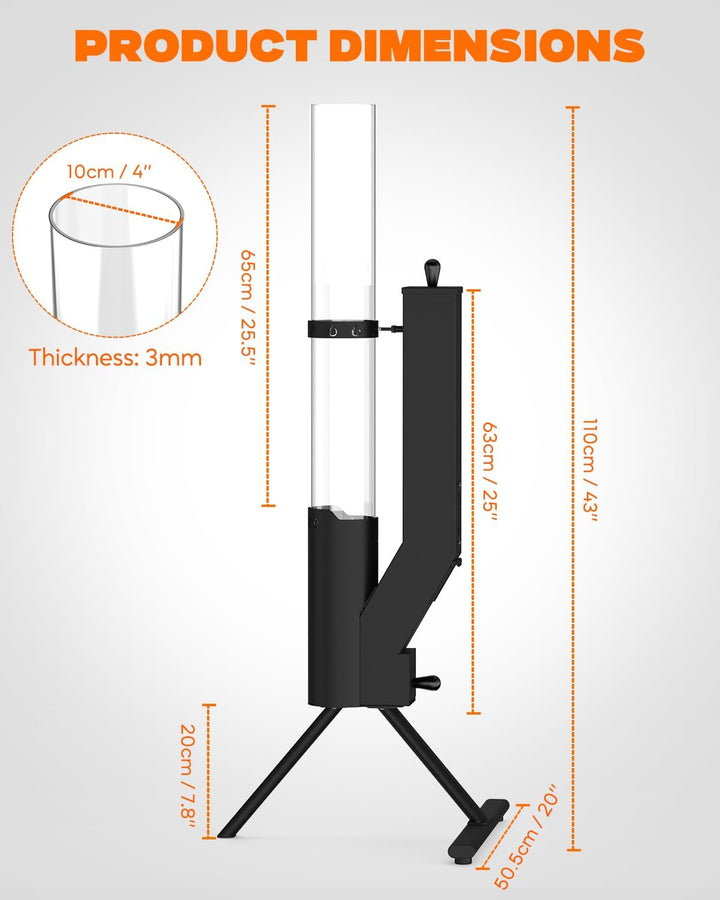 43" Wood Pellet Patio Heater with Glass Flame Tube | Portable Outdoor Fire Pit