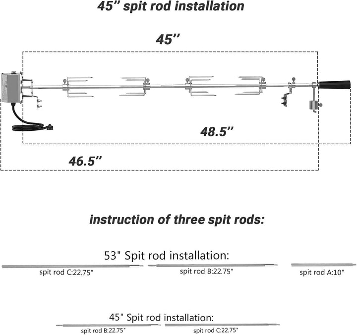 onlyfire Universal Grill Replacement Rotisserie Kit