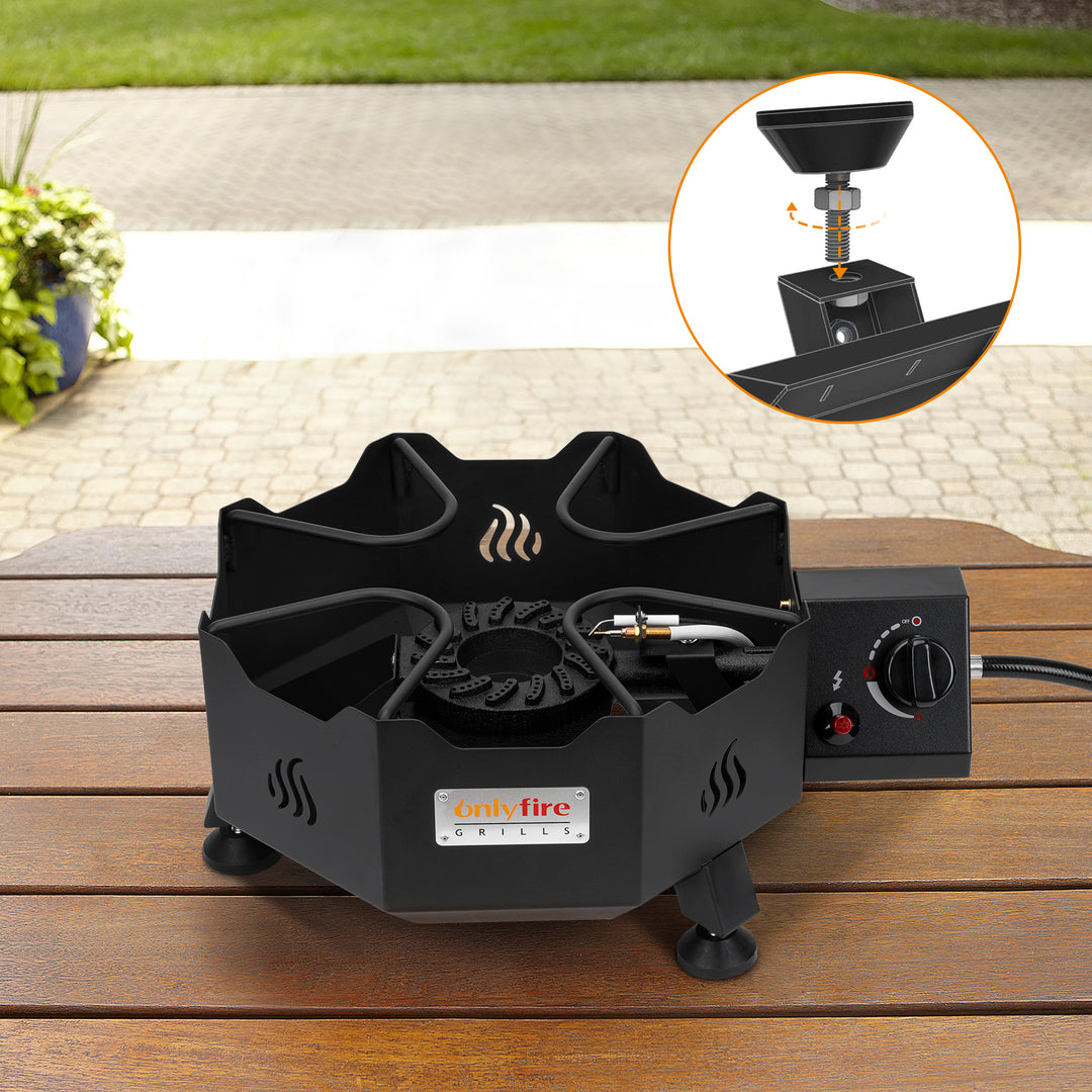 OnlyFire Grills GS301 Outdoors Wok Burner with Adjustable & Removable