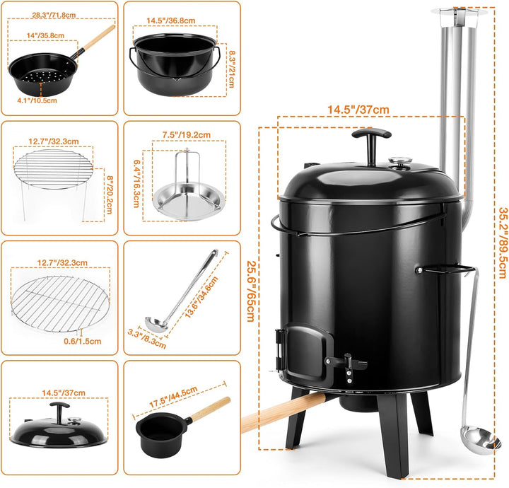 Onlyfire 14L 4-in-1 Camping Cooking Pot – Wood/Charcoal Camp Stove & Grill