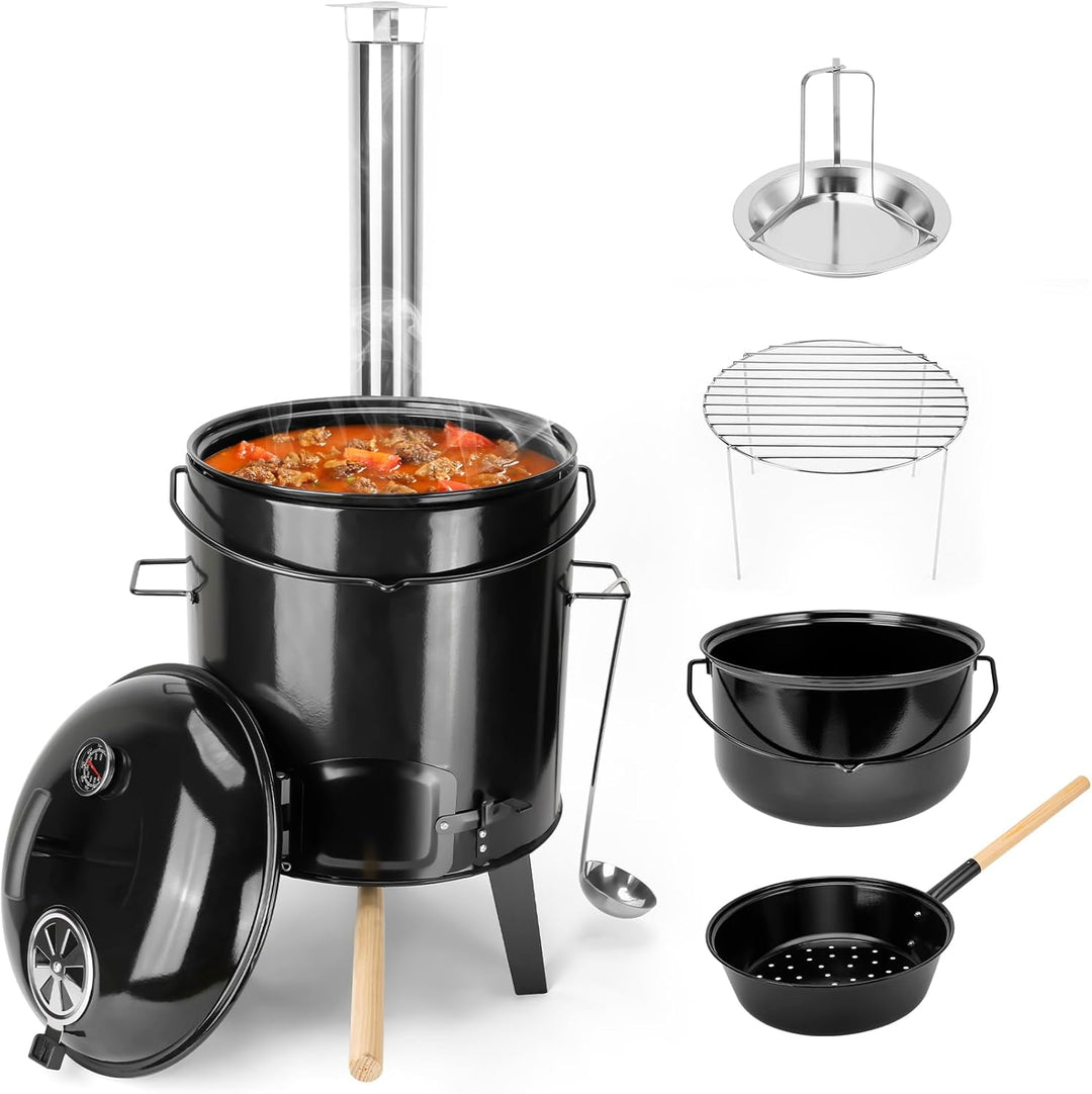Onlyfire 14L 4-in-1 Camping Cooking Pot – Wood/Charcoal Camp Stove & Grill