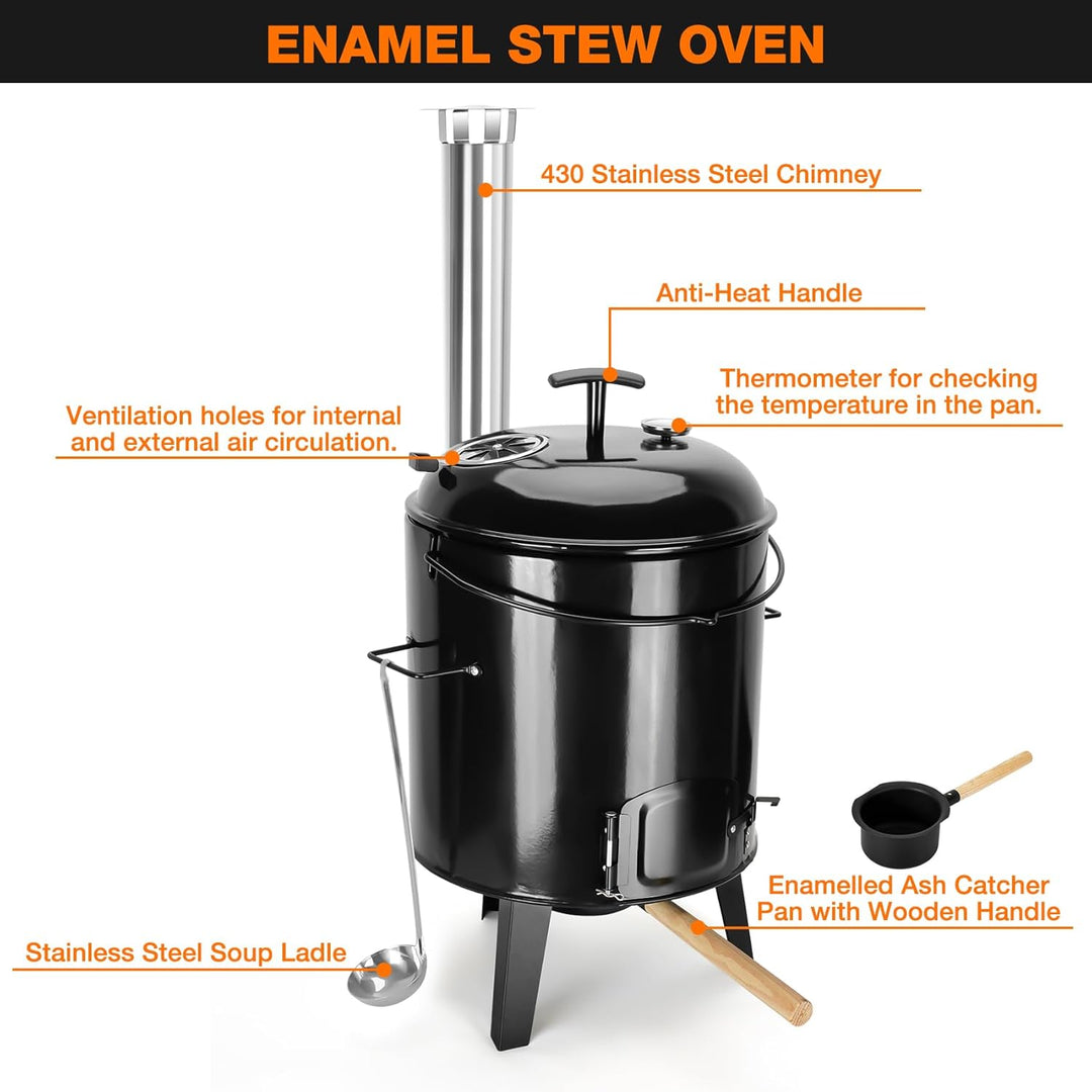Onlyfire 14L 4-in-1 Camping Cooking Pot – Wood/Charcoal Camp Stove & Grill