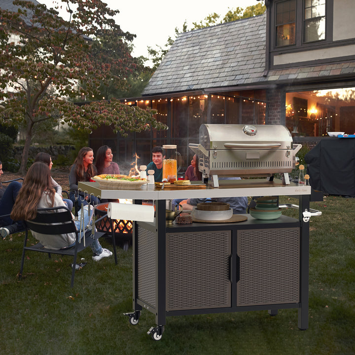 Onlyfire 9120 BBQ Storage Cart Table,With Large Flattop Worktable and Closed Storage Space