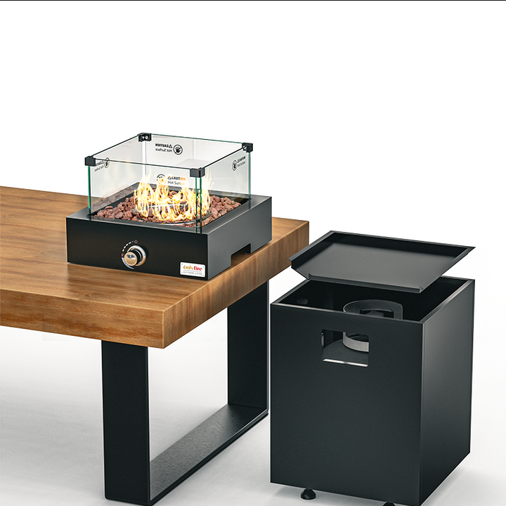 Onlyfire Fire Pit with Glass Wind Guard and Wheels OnlyFire