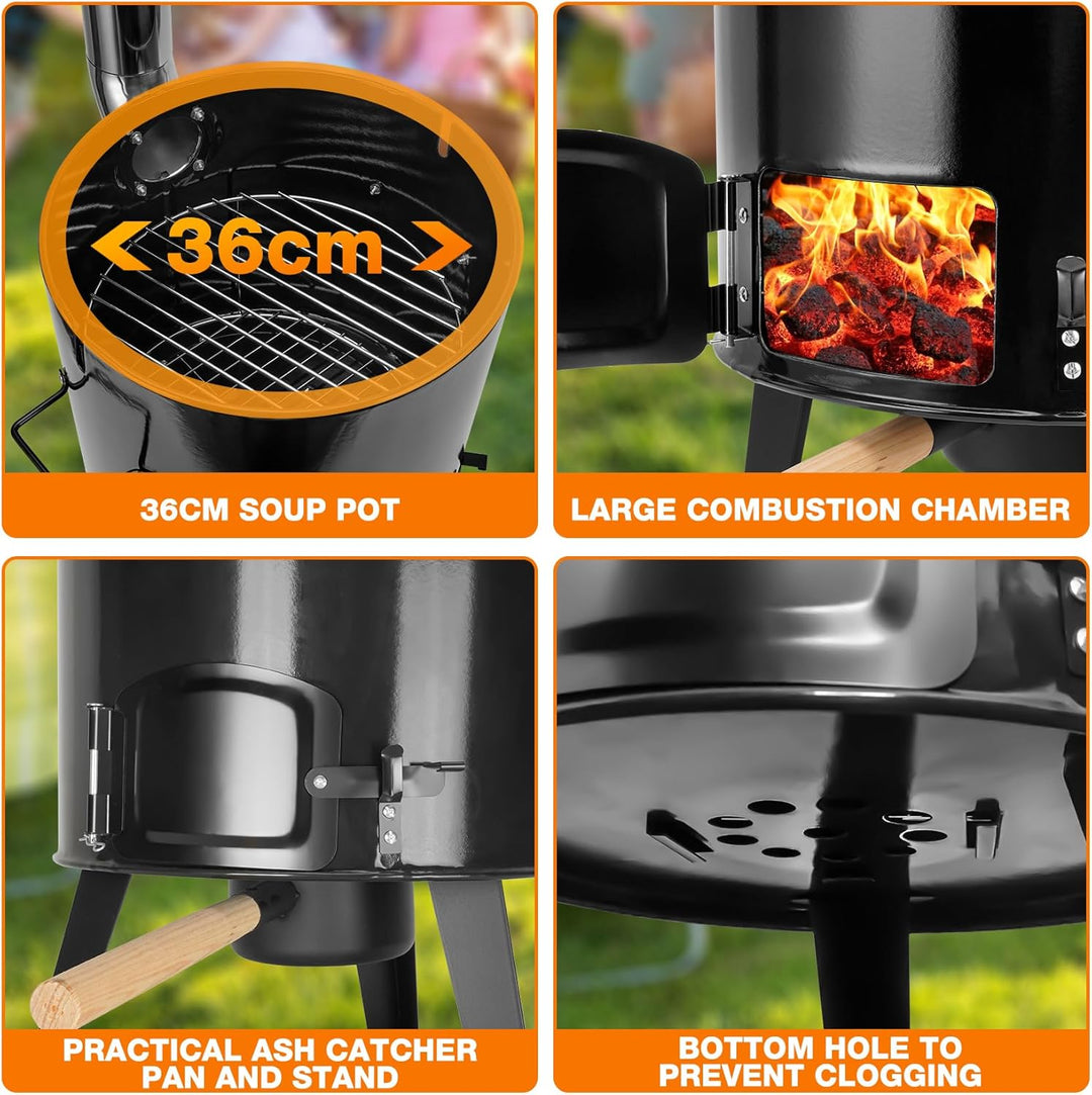Onlyfire 14L 4-in-1 Camping Cooking Pot – Wood/Charcoal Camp Stove & Grill