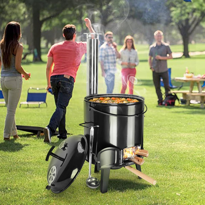 Onlyfire 14L 4-in-1 Camping Cooking Pot – Wood/Charcoal Camp Stove & Grill