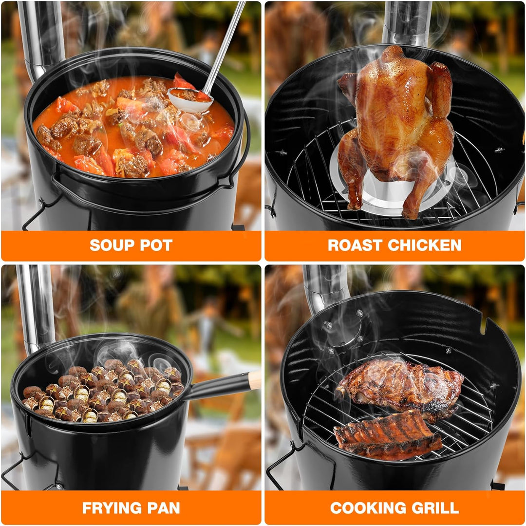 Onlyfire 14L 4-in-1 Camping Cooking Pot – Wood/Charcoal Camp Stove & Grill