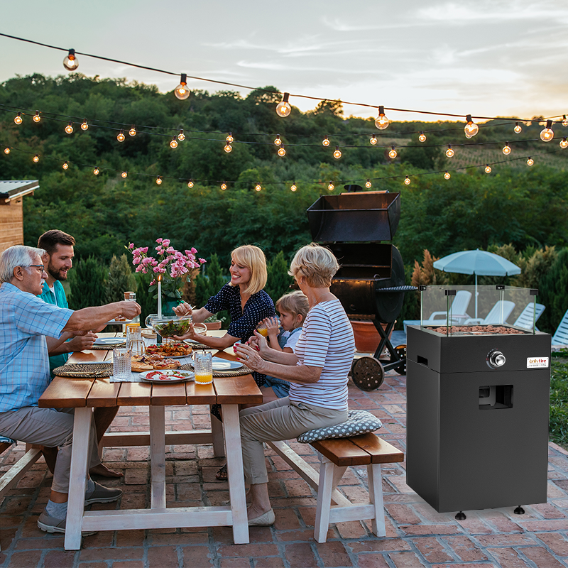 Detachable Smokeless Propane Fire Pit with Glass Wind Guard and