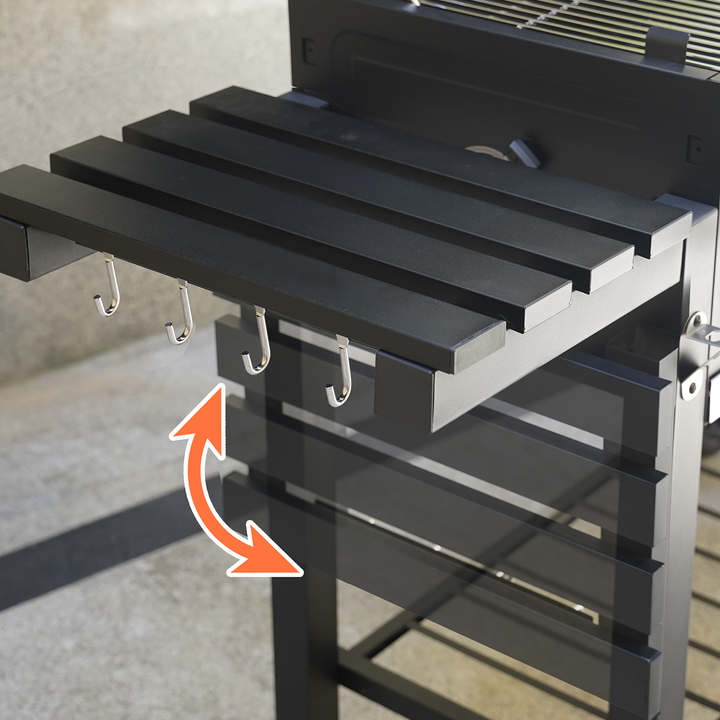 Onlyfire Charcoal BBQ Grill Cart with Dual Charcoal Trays & Foldable Side Tables