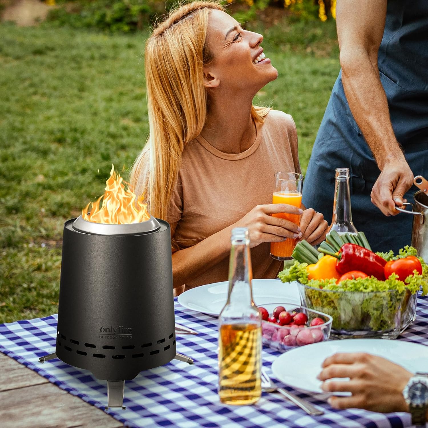 Onlyfire Smokeless Fire Pit with Carrying Bag & Top Bracket, 8