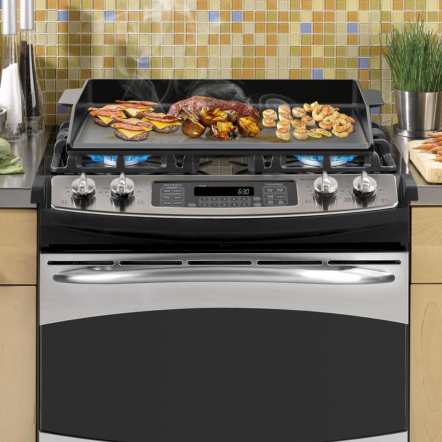 Onlyfire Chef Cooking Griddle, Non-Stick Grill Plate with High Sidewal
