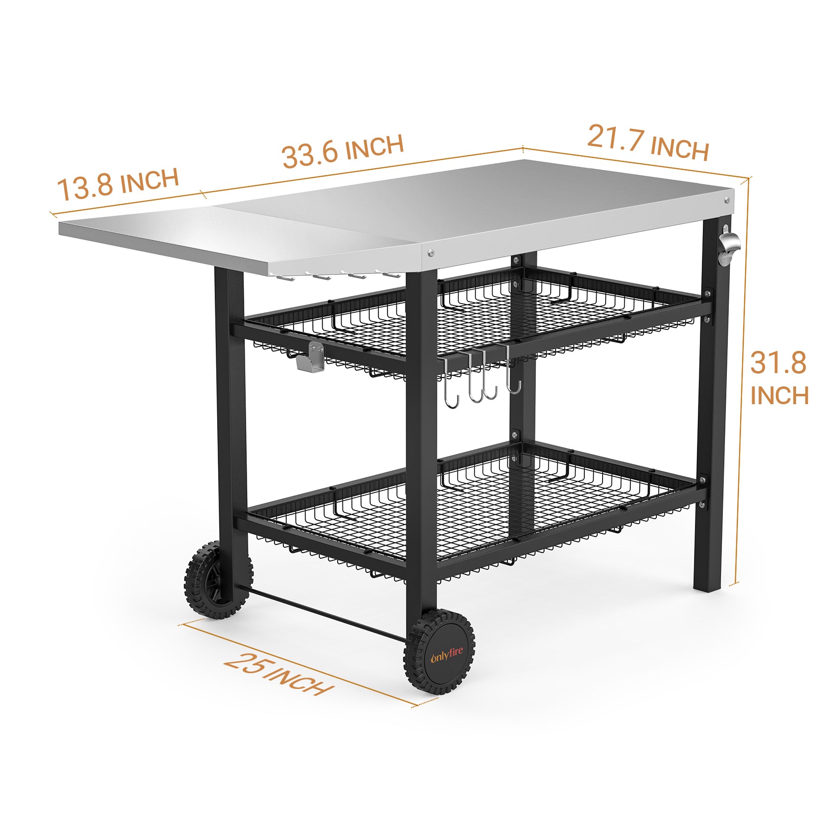 Onlyfire- 9114 Outdoor Dining Table Cart with XL Countertop and Storag